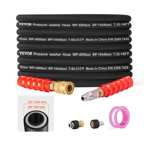 Krachtige 100‑voet hogedrukreinigerslang 3/8″ voor professioneel en thuisgebruik