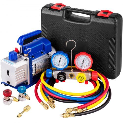 Krachtige 1/3 HP Airconditioning Vacuümpomp met Manometerset en Draagtas