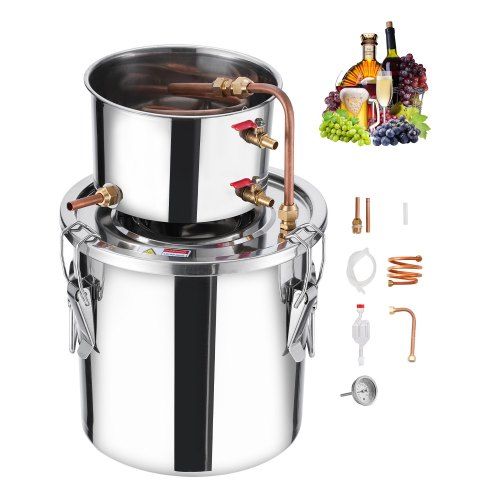 3‑gal (11,4 L) roestvrijstalen destillatie‑set met koperen spoel – ideaal voor thuisbrouwers