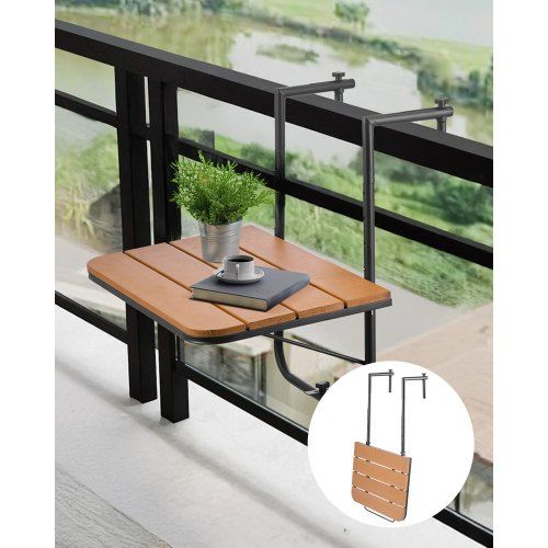 Opvouwbare balkonleuningtafel 595 × 400 mm – Veelzijdig, roestvrij en ruimtebesparend