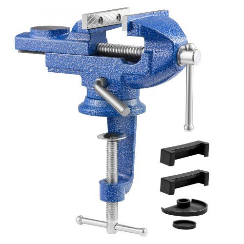Draagbare werkbankschroef 7,62 cm met 360° draaibare basis – Compact, sterk en veelzijdig