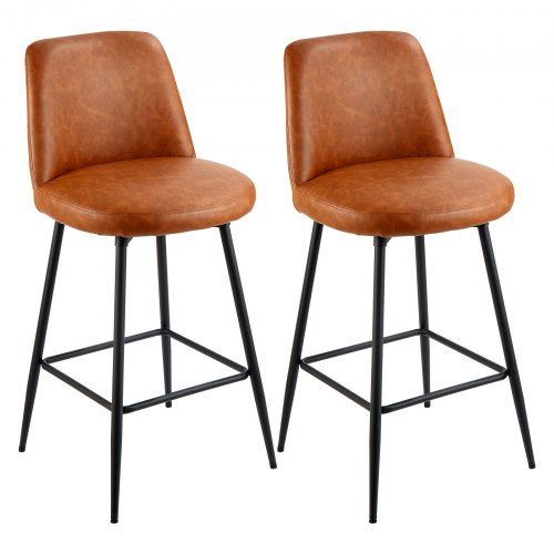 Barkruk Set van 2 – Stijlvolle, Draaibare Keukenstoelen met Robuuste IJzeren Frame