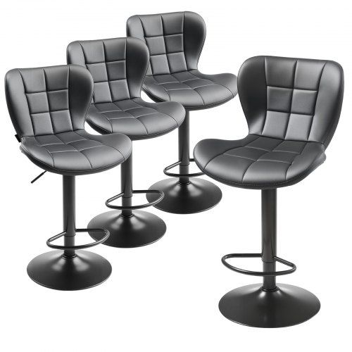 Modern 4‑pack barkrukken met PU‑leren bekleding en 360° rotatie