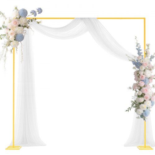 Gouden Boogstandaard 2,4 × 2,4 m – Elegante Sfeer voor Bruiloften en Feesten