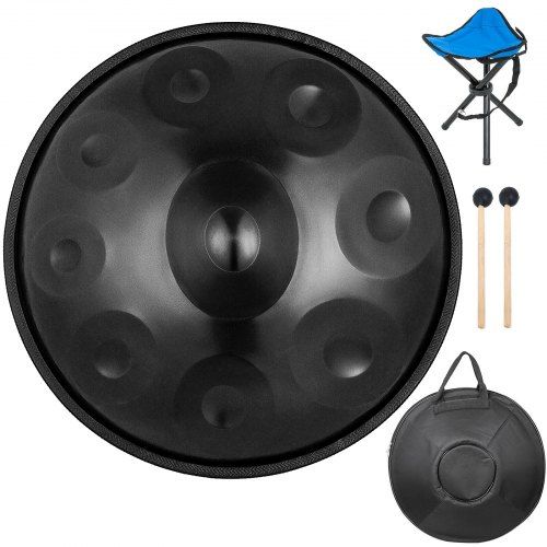 Bruine Handpan Drum in D Minor – 9‑Noten Instrument voor Straat‑ en Festivalmuziek