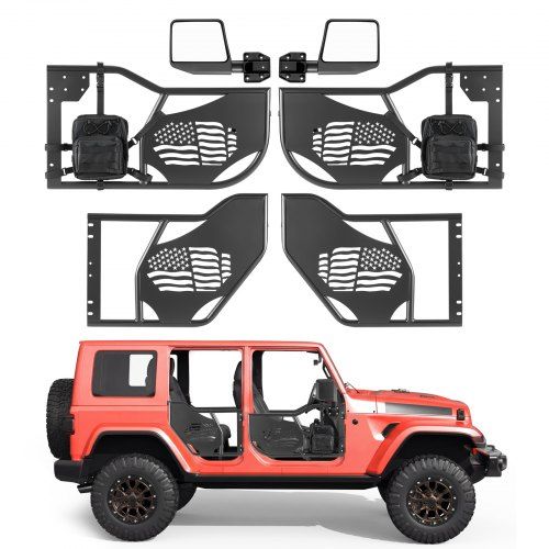 Buisvormige 4‑deurs off‑road deuren voor Jeep Wrangler JL (2018‑2026) en Gladiator JT (2020‑2026) met waterdichte opbergtas
