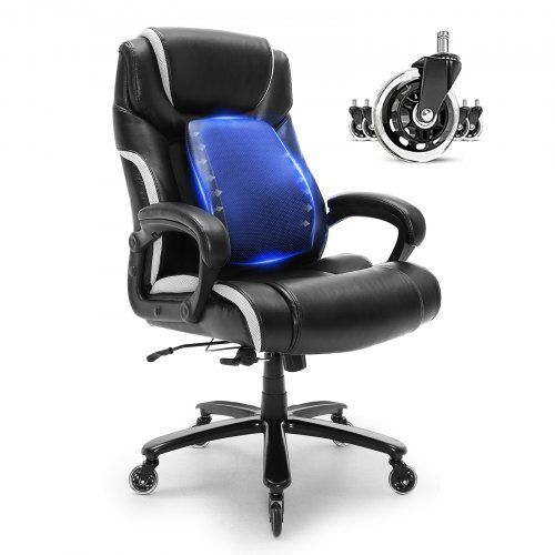 Ergonomische bureaustoel met PU‑leer, hoge draagkracht en volledige verstelbaarheid