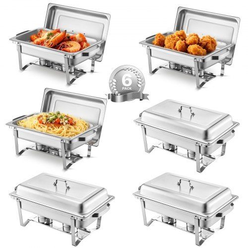 Stijlvolle roestvrijstalen chafing dish set van 6 pannen – perfecte buffetoplossing