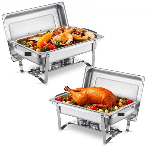 Elegant Buffetwarmte voor Bruiloften en Feesten: 2‑Pack Zilveren Chafing Dish (7,5 L)