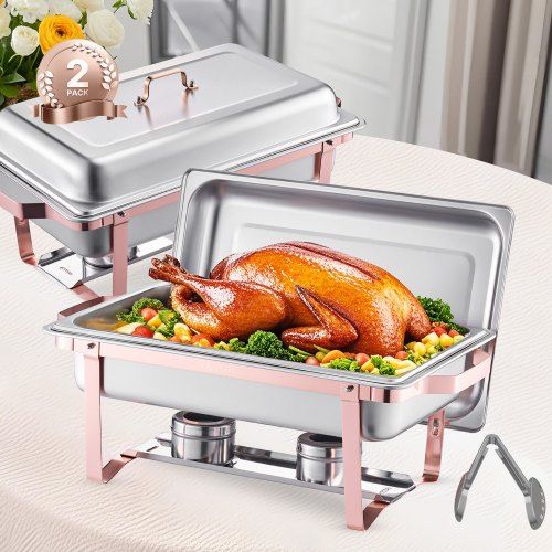 Roségouden chafing dish set 2‑delig – stijlvolle voedselwarmer voor elke gelegenheid