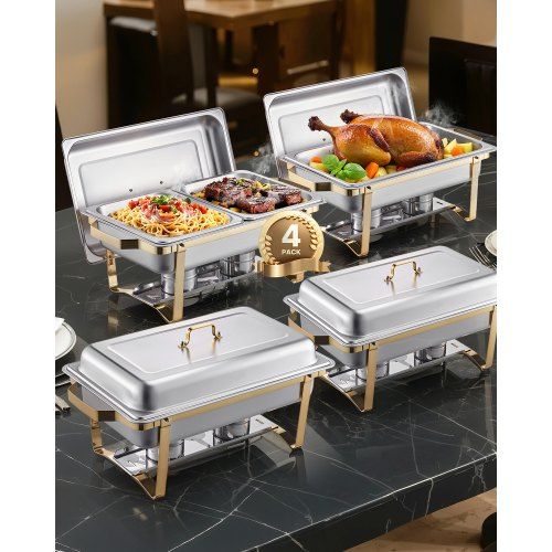 Gouden chafing dish set voor stijlvolle buffetten en feesten