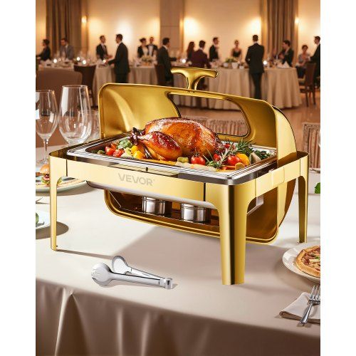 Elegant Gouden Chafing Dish Set – Warmte, Stijl en Functionaliteit voor Feestelijke Buffetten