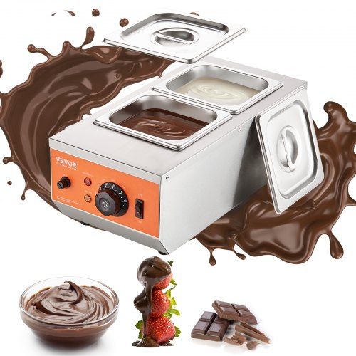 Professionele chocoladesmeltpot met dubbele cilinders – 800 W, roestvrijstalen kwaliteit