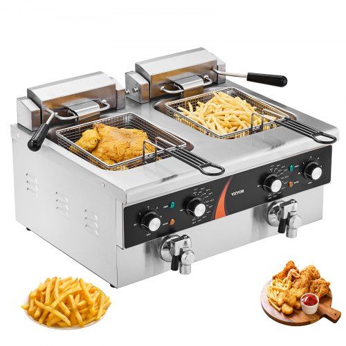 Dubbele commerciële frituurpan 3000 W – efficiënt en veilig voor elke horeca‑keuken