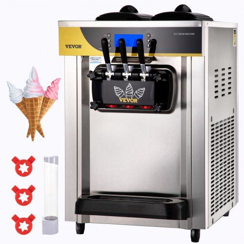 Commerciële Softijsmachine 2200 W – Hoog rendement, 3 smaken en intuïtief LCD‑paneel