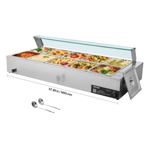 Elektrische voedselwarmer met 10 roestvrijstalen containers – perfect voor catering en horeca