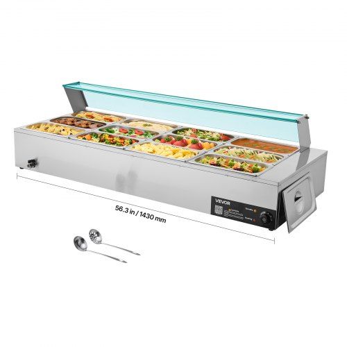 Commerciële Voedselverwarmer 12 × 1/3 L – Efficiënte Warmhoudoplossing voor Catering en Restaurants