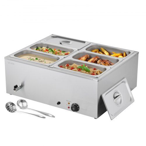 Professionele elektrische voedselverwarmer met 6 × 1/3 L containers – ideaal voor catering en buffet