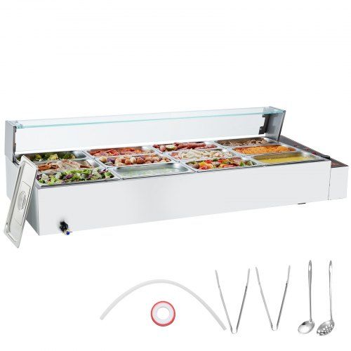 Commerciële voedselverwarmer met 12 × 5 L bakjes – ideaal voor catering en buffet