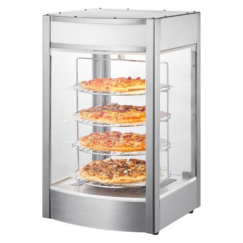 Commerciële pizza‑verwarmer met 4 lagen en roterende stoomverwarming – optimale warmte en presentatie voor pizzeria’s