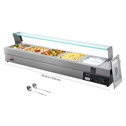 Professionele elektrische voedselverwarmer met 5 compartimenten – ideaal voor catering en buffet