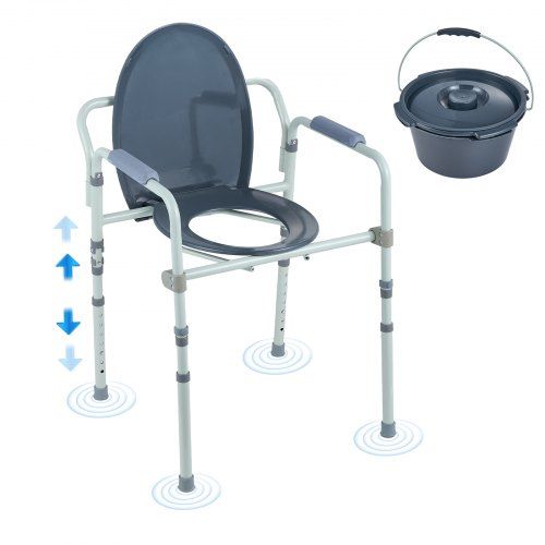 Verstelbare commode stoel met verhoogde toiletzitting – veilig, comfortabel en hygiënisch