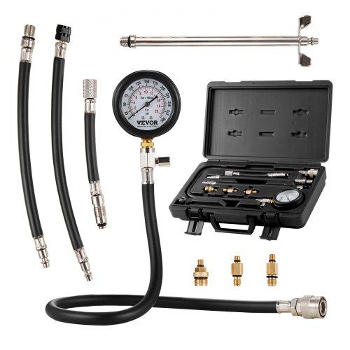Compressietester met dubbele schaal en 5 adapters – nauwkeurig motordiagnose gereedschap