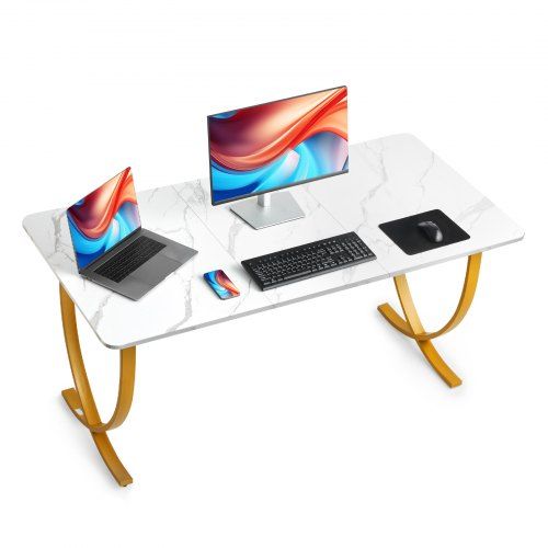 Modern witgoud computerbureau 160 × 80 cm – Ruim, stabiel en stijlvol voor thuiswerken