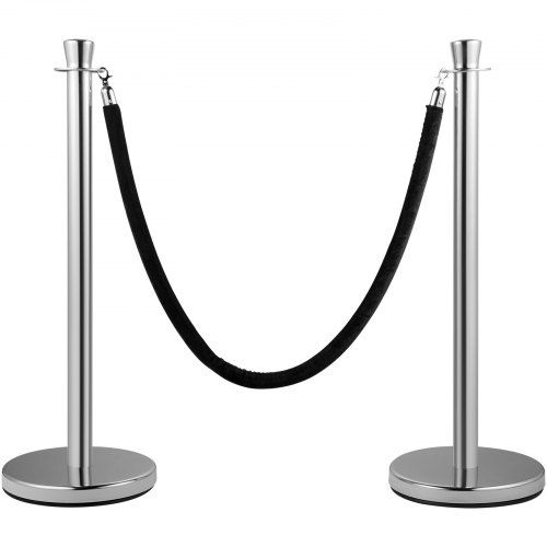 Elegant crowd control stanchions met zwart fluwelen touw – compleet set voor veilig evenementen