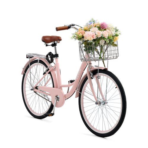 Stijlvolle cruiserfiets met grote mand en bagagerek – comfortabel, praktisch en klaar voor elke rit