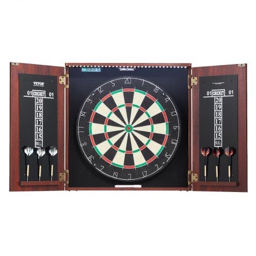 Officiële 18‑inch Dartbordkast met LED‑verlichting en Retro‑stijl voor thuis