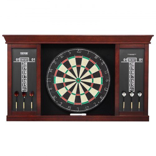 Complete Dartbordkastset – Officieel 18‑inch Formaat, Zelfherstellende Sisal en Retro Houtdesign