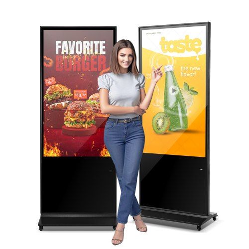 Digitale klantstopper met 55‑inch Android 11 touchscreen voor horeca en retail