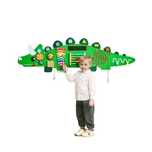 Dinosaurus activiteitenmuur met 11 spellen – Montessori speelbord voor kinderen van 3‑12 jaar