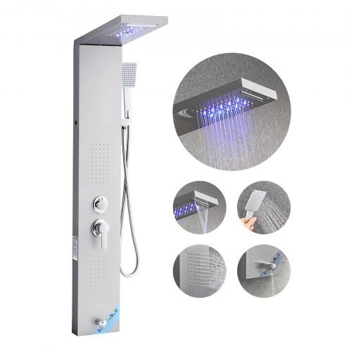 Douchepaneel Torensysteem 5‑in‑1 met LED en Regendouche – Een Moderne Badkamerovervulling
