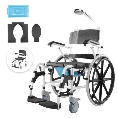 Multifunctionele doucherolstoel met toiletoptie – Comfort en veiligheid in de badkamer