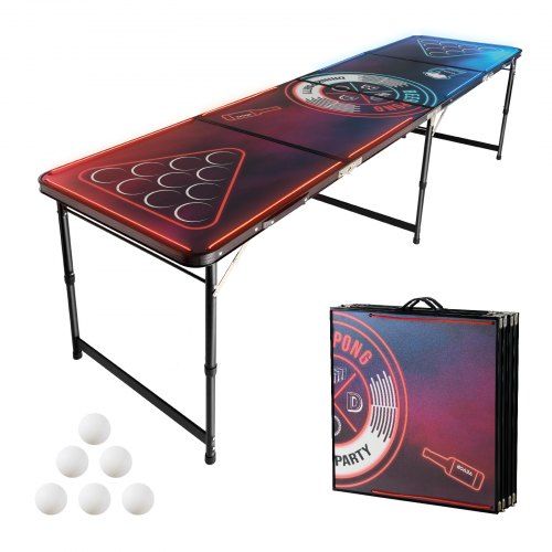 Draagbare Beer Pong-tafel met LED-verlichting – ideaal voor feesten, camping en tailgate