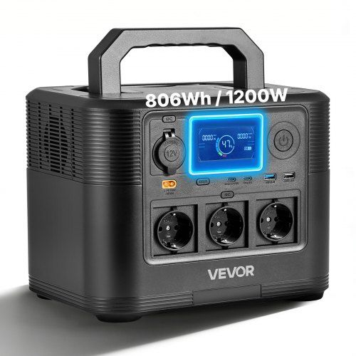 Draagbare 1200 W zonne‑energiegenerator met 806 Wh LiFePO₄‑accu