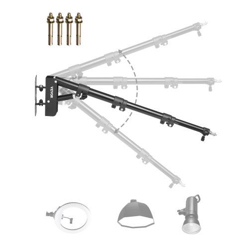 Flexibele driehoekige wandgiekarm voor studio‑verlichting (50–110 cm)