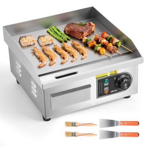 Krachtige elektrische bakplaat 2000 W – Ideaal voor steaks, pannenkoeken en professioneel keukengebruik