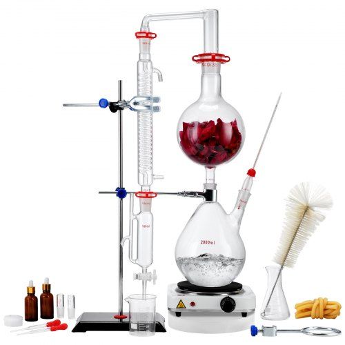 Essentiële Olie Destillatieset 2000 ml – Grote capaciteit, robuust glas en efficiënte verwarming