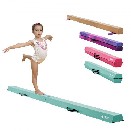 Mintgroene opvouwbare evenwichtsbalk van 2,35 m – ideaal voor gymnastiektraining thuis en in de sporthal