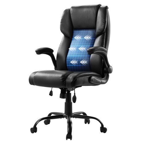 Executive bureaustoel met hoge rugleuning, lendensteun en opvouwbare armleuningen – comfortabel & duurzaam