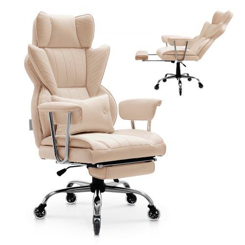 Executive bureaustoel met hoge rugleuning en verstelbare voetsteun – comfort voor werk en gaming