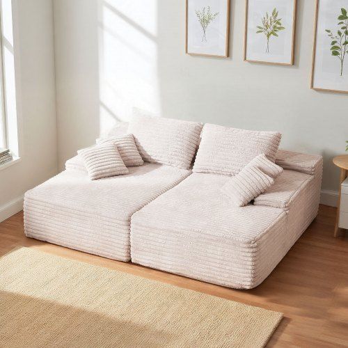 Extra grote dubbele chaise longue in zachte corduroy – comfortabel en stijlvol voor elke woonruimte