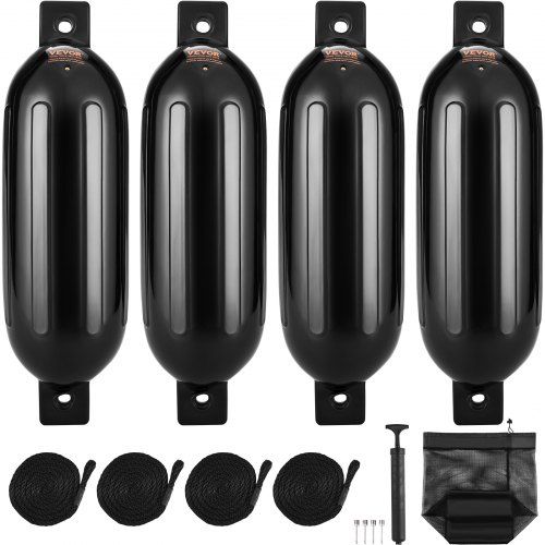 Opblaasbare bootfenders 8,5 x 26 inch – Complete set met pomp en touwen voor elke boot