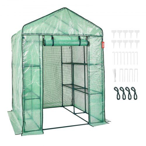 Draagbare Inloopkas 141 × 141 × 200 cm – Sterke stalen constructie met UV‑beschermde PE‑hoes