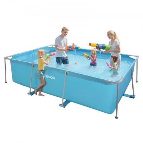 Groot bovengrondse zwembad met stalen frame – ideaal voor 4‑5 personen