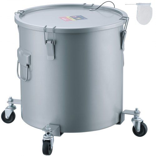 Frituuroliecontainer 10 gal met wielen – Grote roestvrije koolstofstalen vetemmer