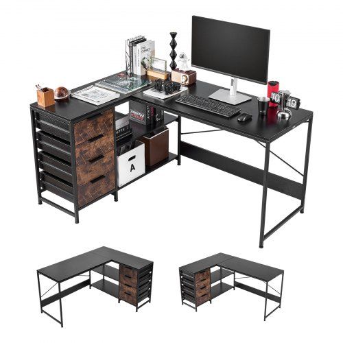 Omkeerbaar L‑vormig gaming- en thuiskantoorbureau van 1,5 m